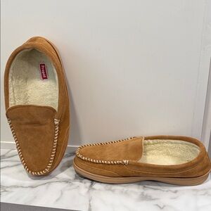 Minnetonka Men's Tilden Moccasin Slippers Cinnamon size 12 extra wide fit